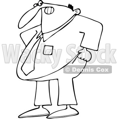 Clipart Overweight Businessman Trying To Pull His Pants Up Over His Belly - Royalty Free Vector Illustration © djart #1093117