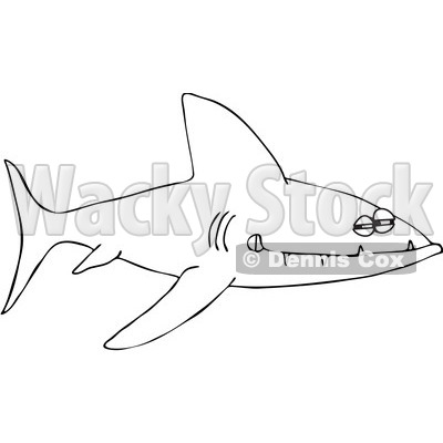 Clipart Outlined Sinister Shark With Sharp Teeth - Royalty Free Vector Illustration © djart #1101690