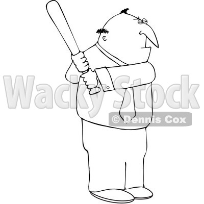 Clipart Outlined Businessman Batting - Royalty Free Vector Illustration © djart #1104851