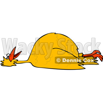Clipart Dead Yellow Bird On Its Back - Royalty Free Vector Illustration © djart #1104853