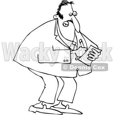 Clipart Outlined Businessman Jotting Down Notes - Royalty Free Vector Illustration © djart #1105903