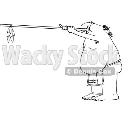 Clipart Outlined Native American Man Using A Dart Blowgun - Royalty Free Vector Illustration © djart #1105904
