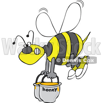 Clipart Bee Carrying Heavy Buckets Of Honey - Royalty Free Vector Illustration © djart #1107880