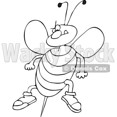 Clipart Outlined Angry Bee Ready To Attack With A Stinger - Royalty Free Vector Illustration © djart #1108685