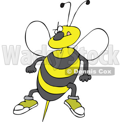 Clipart Angry Bee Ready To Attack With A Stinger - Royalty Free Vector Illustration © djart #1108691