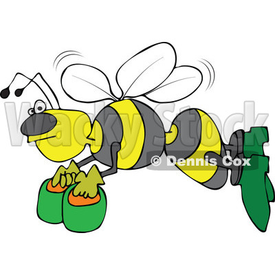 Clipart Angry Bee Flying With Honey Buckets - Royalty Free Vector Illustration © djart #1108692