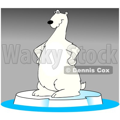Clipart Cartoon Polar Bear Standing On Ice Over Gray - Royalty Free Illustration © djart #1109836