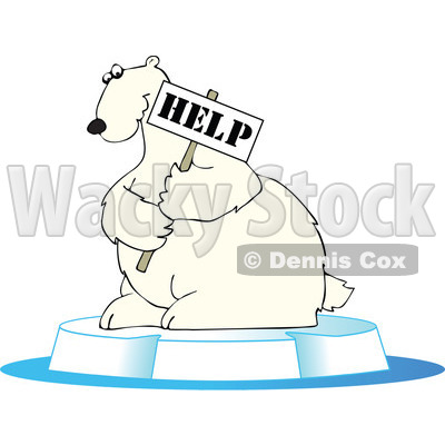 Clipart Endangered Polar Bear Holding A Help Sign - Royalty Free Vector Illustration © djart #1110167
