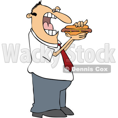 Clipart Cartoon Man Eating A Hot Dog - Royalty Free Vector Illustration © djart #1110172