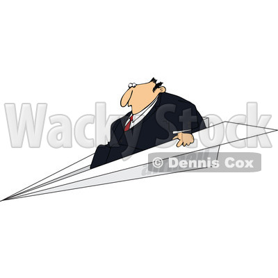 Clipart Businessman Flying On A Paper Plane - Royalty Free Vector Illustration © djart #1110929