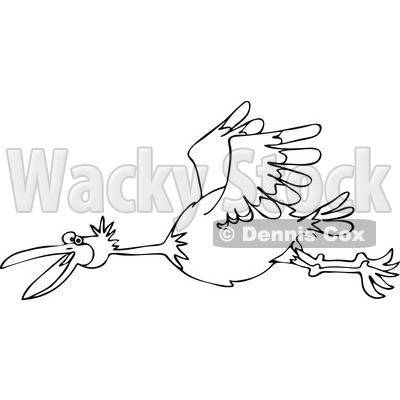 Clipart Outlined Happy Bird Flying - Royalty Free Vector Illustration © djart #1111306