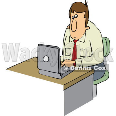 Clipart Businessman Working On A Laptop - Royalty Free Vector Illustration © djart #1111312