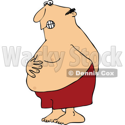 Clipart Chubby Man Holding His Tunny And Butt And Trying To Hold In A Bowel Movement - Royalty Free Vector Illustration © djart #1111583
