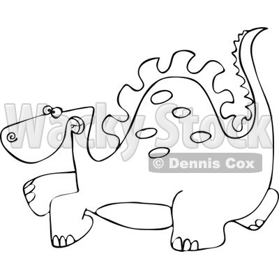 Clipart Outlined Scared Dinosaur - Royalty Free Vector Illustration © djart #1111984
