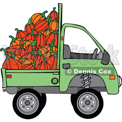 Clipart Green Kei Truck With Harvested Pumpkins - Royalty Free Vector Illustration © djart #1112776
