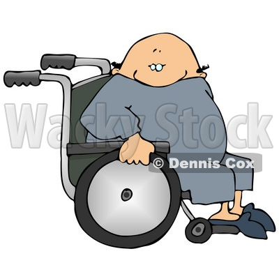 Bald Senior Man Sitting in a Wheelchair Clipart Picture © djart #11140