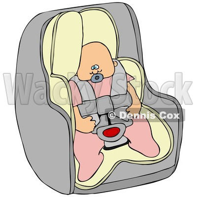 Cartoon Of A Caucasian Baby Girl In A Car Seat - Royalty Free Clipart © djart #1119536