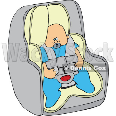 Cartoon Of A Caucasian Baby Boy In A Car Seat - Royalty Free Vector Clipart © djart #1119537