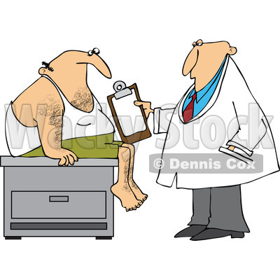 Cartoon Of A Medical Doctor Examining A Male Patient - Royalty Free Vector Clipart © djart #1121979