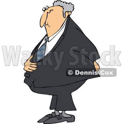 Cartoon Of A Caucasian Businessman Holding His Stomach And Behind - Royalty Free Vector Clipart © djart #1121982