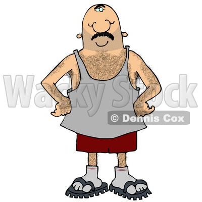 Middle Aged Man With Hairy Arms, Chest, Legs and Pits Clipart Picture © djart #11251