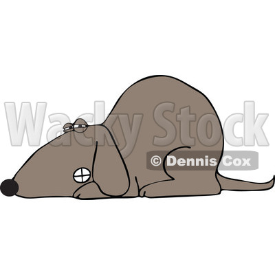 Cartoon Of A Growling Dog Laying Down - Royalty Free Vector Clipart © djart  #1126790
