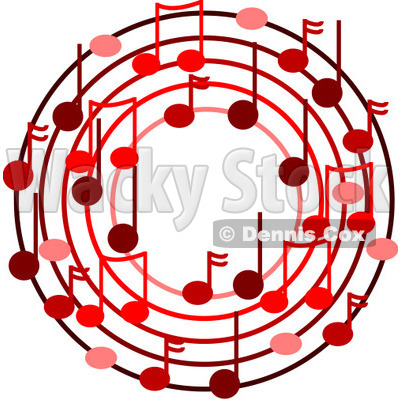 Cartoon Of A Ring Or Wreath Of Red Music Notes - Royalty Free Vector Clipart © djart #1127110