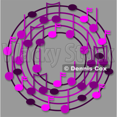 Cartoon Of A Ring Or Wreath Of Purple Music Notes On Gray - Royalty Free Clipart © djart #1127111