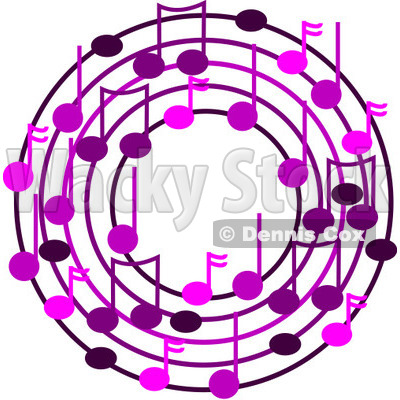 Cartoon Of A Ring Or Wreath Of Purple Music Notes - Royalty Free Vector Clipart © djart #1127113