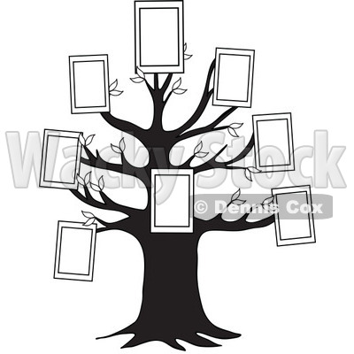 Cartoon Of A Black And White Family Tree With Picture Frames - Royalty Free Vector Clipart © djart #1127743