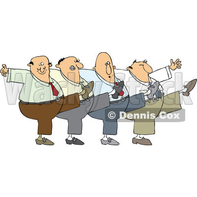Cartoon Of A Chorus Line Of Men Dancing The Can Can - Royalty Free Vector  Clipart ©