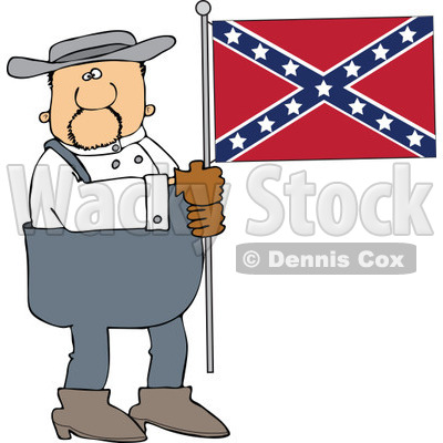 Cartoon Of A Southern Man Holding A Confederate Flag - Royalty Free Vector Clipart © djart #1144041