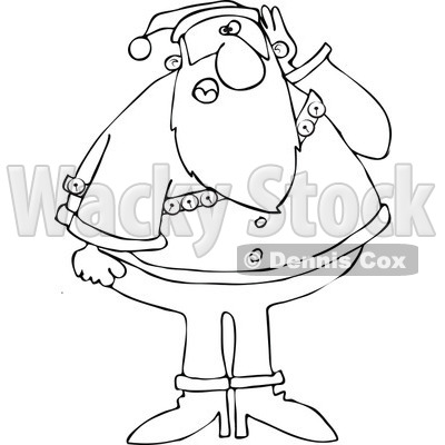 Cartoon of a Black and White Santa Covering His Ear and Asking Someone to Repeat - Royalty Free Vector Clipart © djart #1144601