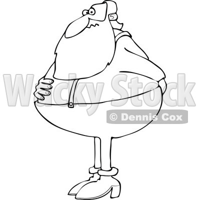 Cartoon of an Outlined Santa Holding His Rear and Needing to Use the Restroom - Royalty Free Vector Clipart © djart #1146360