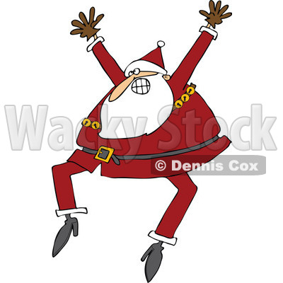 Cartoon of Santa Excitedly Jumping up and down - Royalty Free Vector Clipart © djart #1146363