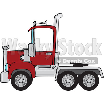 Cartoon of a Red Big Rig Semi Truck Cab - Royalty Free Vector Clipart © djart #1160539