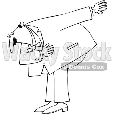 Cartoon of an Outlined Formal Man Bowing - Royalty Free Vector Clipart © djart #1168910