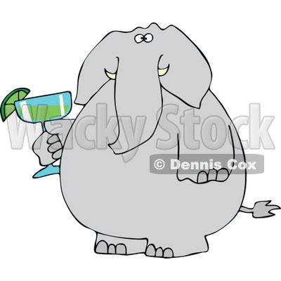 Cartoon of an Elephant Holding a Margarita - Royalty Free Vector Clipart © djart #1168916