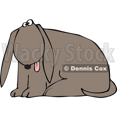 Cartoon of a Outlined Dog Sitting with His Tongue Hanging out - Royalty Free Vector Clipart © djart #1170308