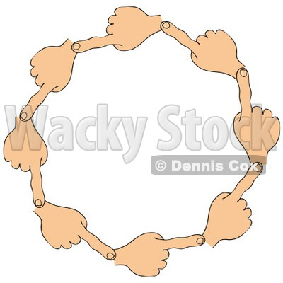 Cartoon of a Circle of Pointing Hands - Royalty Free Clipart © djart #1170310
