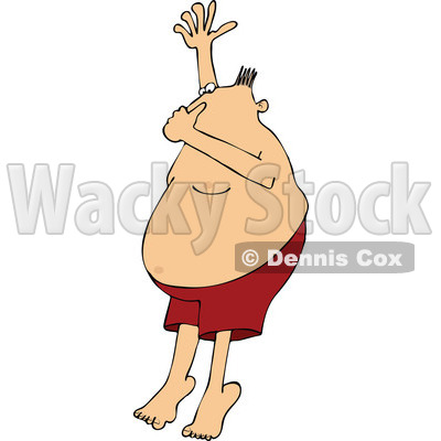 Cartoon of a Man Plugging His Nose and Jumping into Water - Royalty Free Vector Clipart © djart #1184720