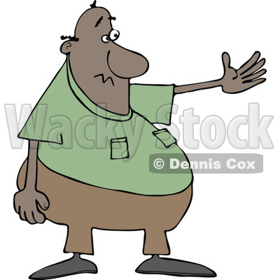Cartoon of a Chubby Black Man Presenting - Royalty Free Vector Clipart © djart #1187370