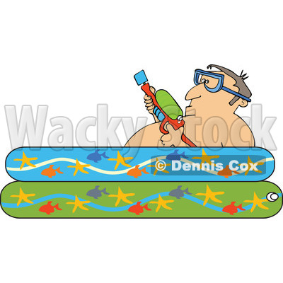 Clipart of a Man Holding a Squirt Gun in a Kiddie Pool - Royalty Free Vector Illustration © djart #1189843