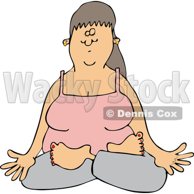 Cartoon of a Relaxed Woman Doing Yoga with Folded Legs - Royalty Free Vector Clipart © djart #1199635