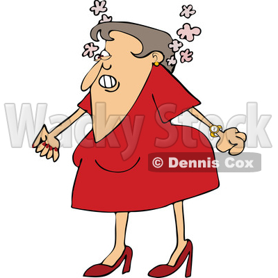 Cartoon of an Angry Woman Steaming Mad and Clenching Her Fists - Royalty Free Vector Clipart © djart #1200776