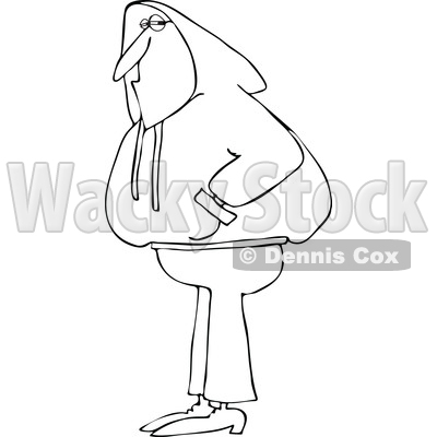 Cartoon of an Outlined Man Wearing a Hoodie Sweater - Royalty Free Vector Clipart © djart #1203370