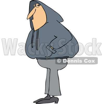 Cartoon of a White Man Wearing a Hoodie Sweater - Royalty Free Vector Clipart © djart #1203374