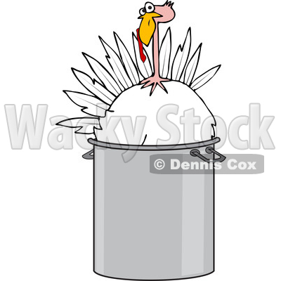 Cartoon of a Live Turkey Bird in a Pot - Royalty Free Vector Clipart © djart #1208656