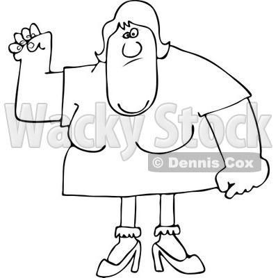 Clipart of an Outlined Tough Woman with Lots of Upper Body Strength - Royalty Free Vector Illustration © djart #1219034