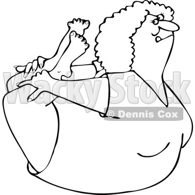 Clipart of an Outlined Flexible Woman in a Rock Belly Stretch Pose - Royalty Free Vector Illustration © djart #1219035